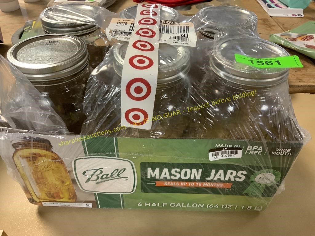 6 half gallon mason jars
