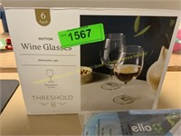 6pc Threshold wine glasses