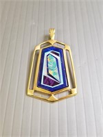 14k gold custom made pendant set with lapis,