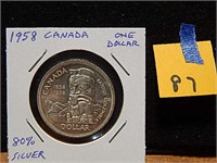 1958 Canadian Silver Dollar 80% Silver