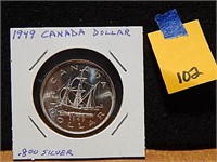 1949 Canadian Silver Dollar 80% Silver