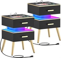 Black Night Stand with Charger & LED  25'