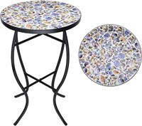 VCUTEKA Mosaic Outdoor Side Table - Small Patio Ta