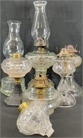 Antique Glass Oil Lamps / Parts