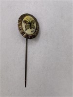 HAND PAINTED & SIGNED BUTTERFLY CAMEO STICK PIN