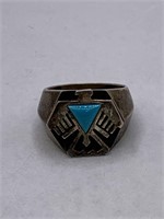 NATIVE AMERICAN STERLING SILVER & TURQUOISE RING