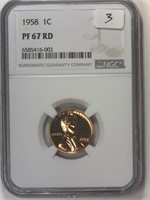 1958 NGC PF67 RD Lincoln Wheat Cent