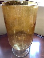 Amber color, large glass vase, candle holder
