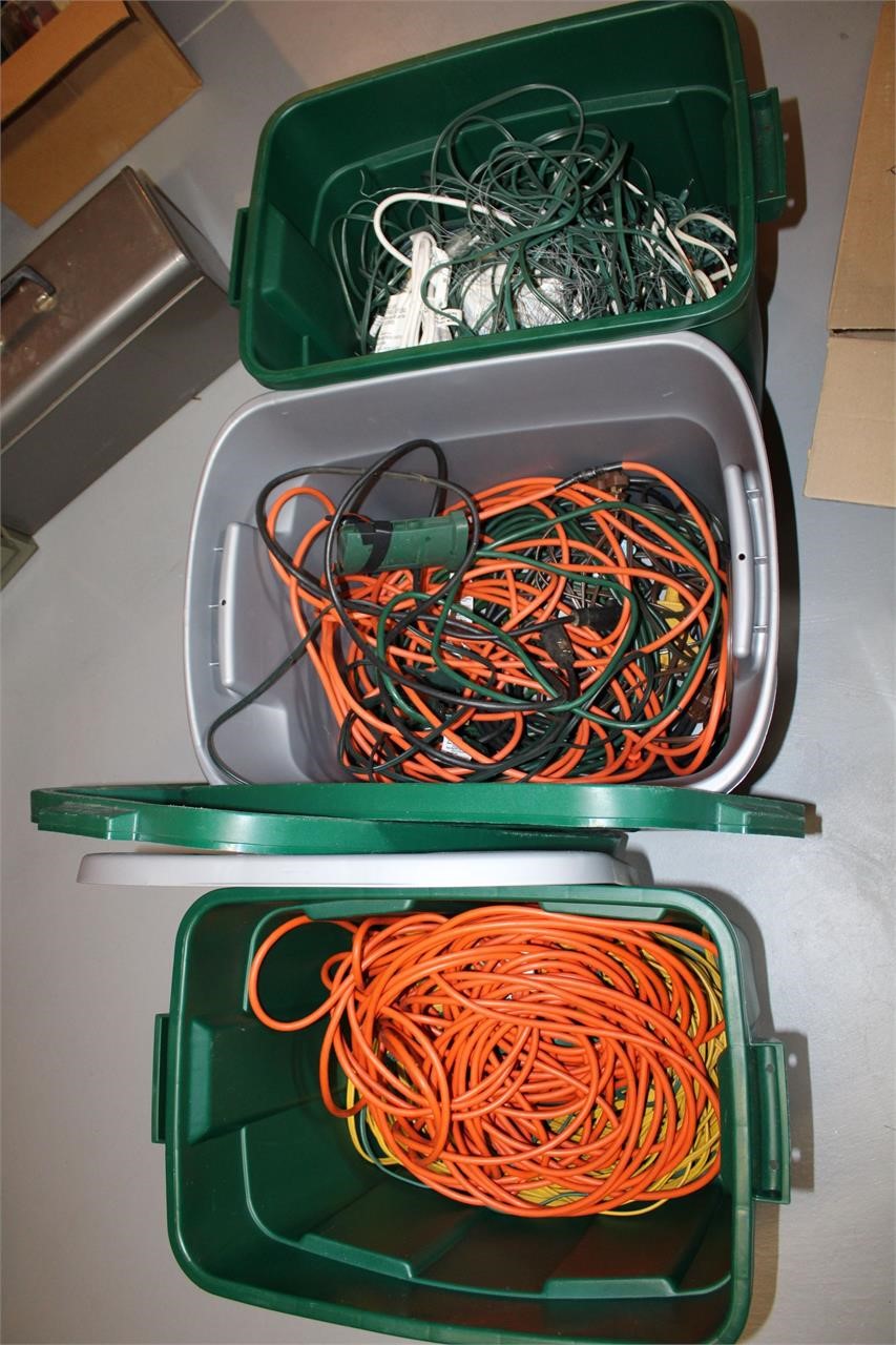 3 TOTES OF EXTENSION CORDS-MISC