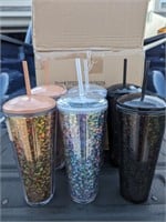 $30 Lot of 6 New Asst 24oz Tumblers 3 Colors/Style