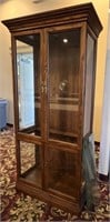 Wood & Glass 4 Door Curio Cabinet w/ Light & Key