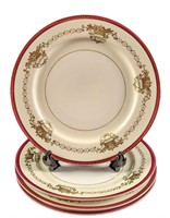 4 China Maroon Trim With Gold Inlay Dinner Plates