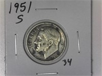 1951-S Silver Roosevelt Dime