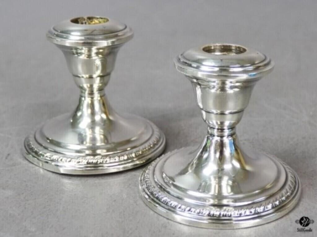 Pair of Sterling La Pierre Weighted Candle Holders