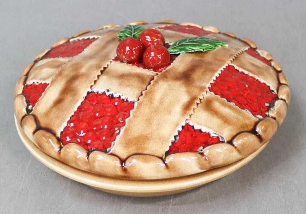 Glazed Ceramic Covered Pie Plate