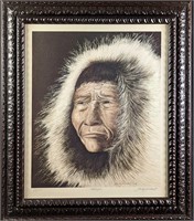Framed LE J Hemley Earnhardt Elderly Inuit Print