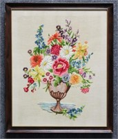 Floral Needlepoint / Signed KB 1969