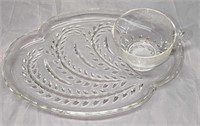 5 Federal Glass Snack Set Cup & Plates A