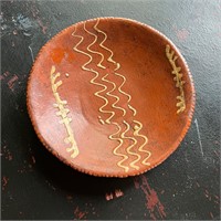Signed Red Stoneware Bowl