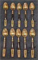 10 Vintage Thailand Brass Buddha Demitasse Spoons