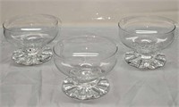 3 Vintage Glass Dessert Footed Bowls