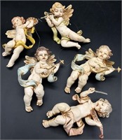 5 Depose Italy Cherub Angel Ornaments