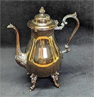 Vintage Silverplate On Copper Teapot