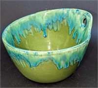 Vintage Italian Mancer Green Glazed Pottery Bowl