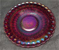 Vintage Carnival Iridescent Glass Red Plate