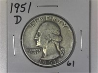 1951-D Silver Washington Quarter