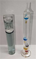Galileo Glass Thermometer & Floating Glass Sand Ti