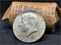 Roll of 1968 D Kennedy Half-Dollars