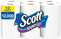Scott 1000 Sheets/ Roll Toilet Paper, 12 Rolls