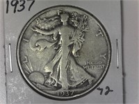 1937 Silver Walking Liberty Half Dollar