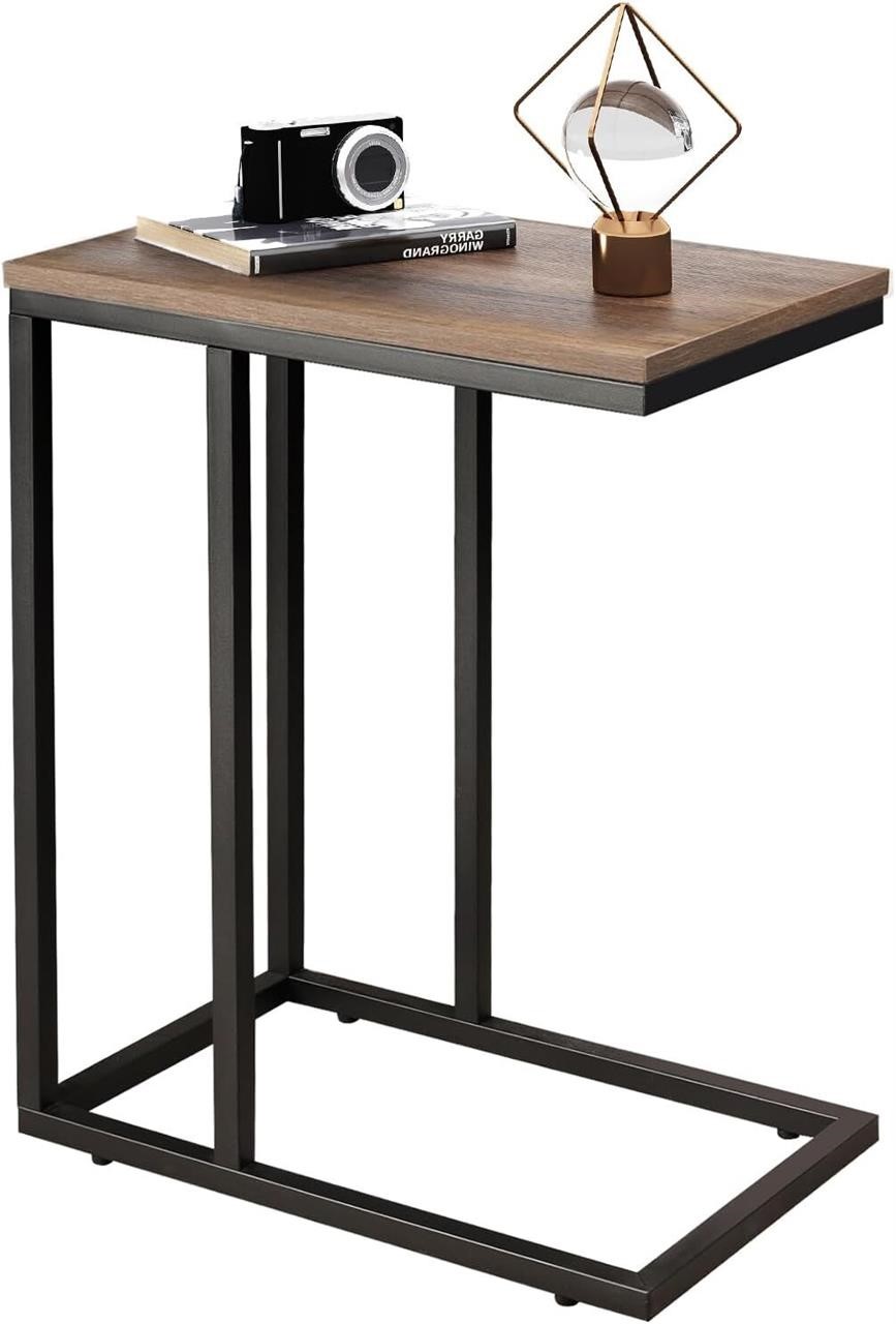 WLIVE C Shaped End Table  Brown  24.4 height