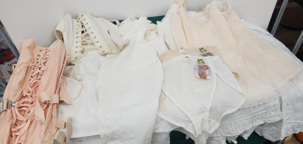 vintage undergarments, corsets, underwear, slips,