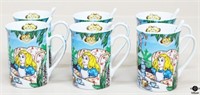 Cardew "Alice in Wonderland" Mugs w/Spoons / 12pc