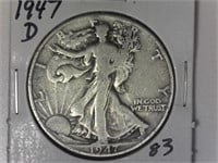 1947-D Silver Walking Liberty Half Dollar