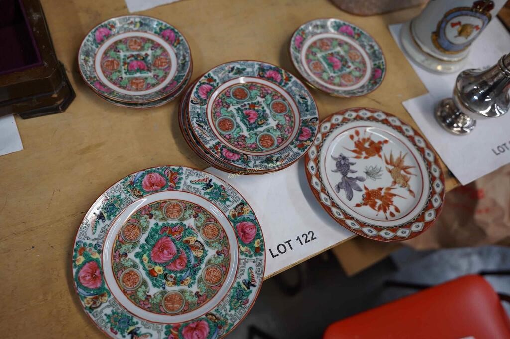 old Chinese porcelain Famille Rose 4-6" plates,