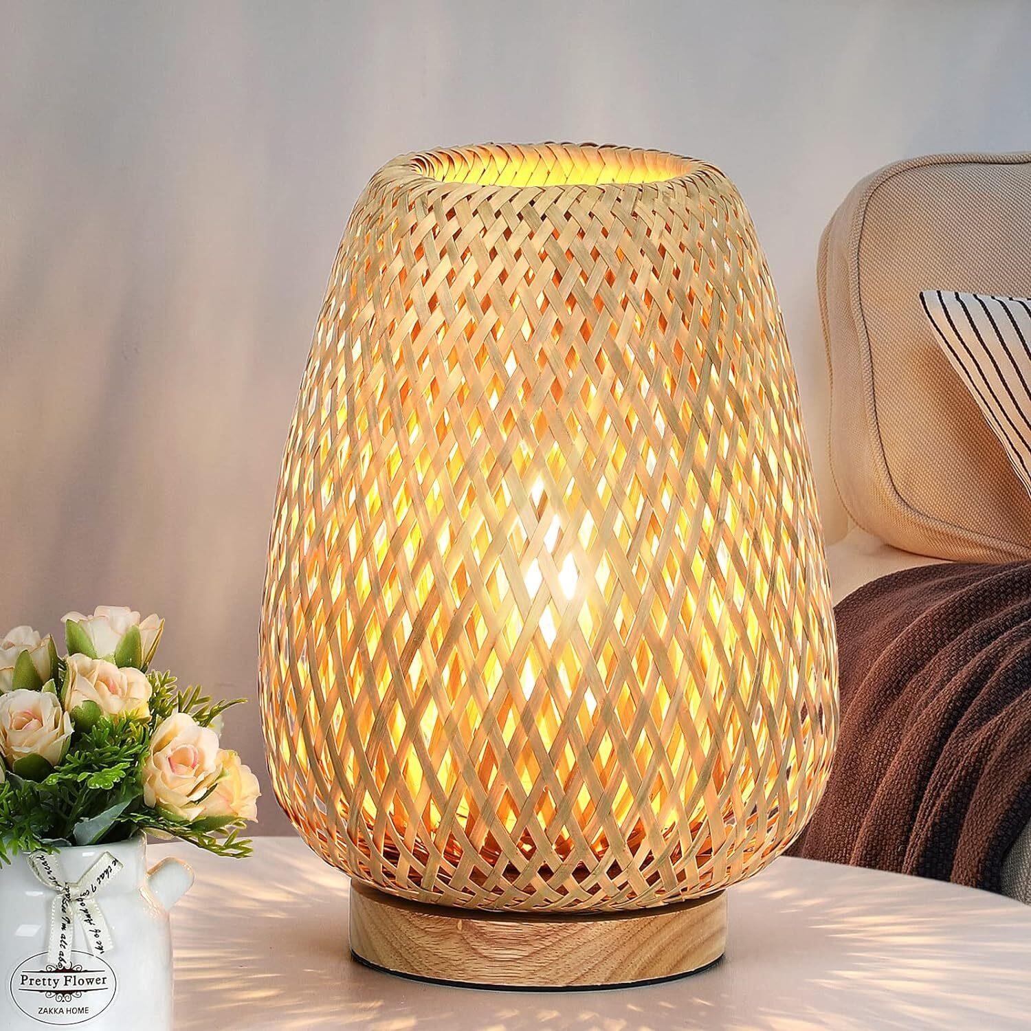 Rattan Lamp  Dimmable Vintage Wicker  Bamboo Woven