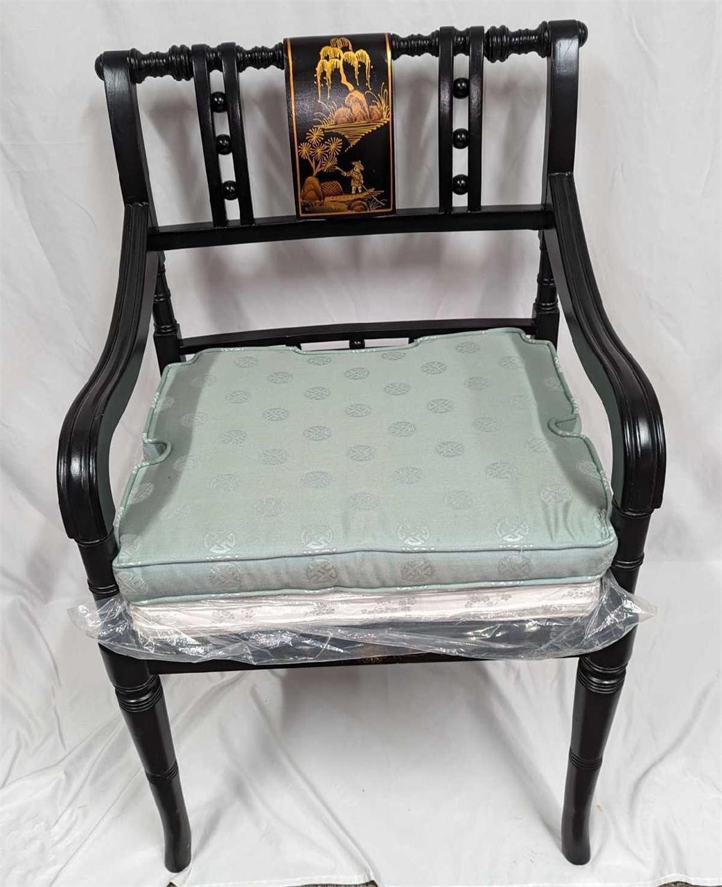 Arm Chair With Oriental Landscape Art
