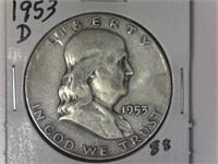 1953-D Silver Franklin Half Dollar