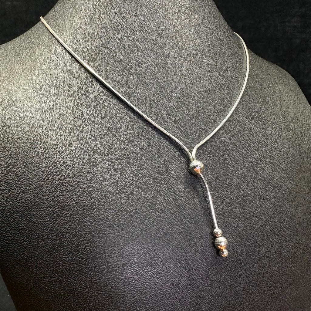 Sterling Snake Chain With Disco Ball Beads