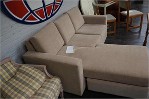 3-seat upholstered sofa with chaise extension