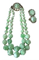 1960s Chunky Bead Necklace & Clip Earrings