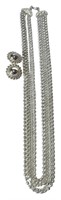 Bright Silver Colored Bead Necklace &