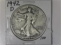 1942-D Silver Walking Liberty Half Diollar