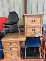 Stacking Chairs, Pine Desk and File