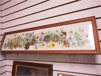 Yard-long print of flowers painting in gold gesso