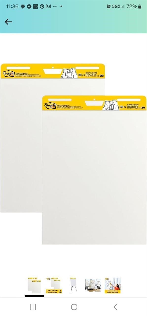 Post-it Super Sticky Easel Pad  25 in x 30 in  Whi